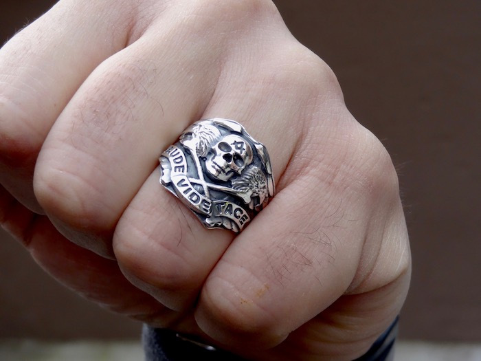 VIDE from Store Silverzone77 – RING 925 AUDE MASONIC HANDMADE TACE – SILVER STERLING SKULL Silverzone77 –