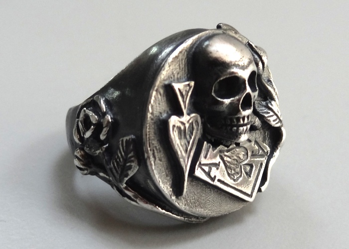 Men's Poker Ace Of Spades Black Jack Ring – Silver Tone, Zinc Alloy, Nickel-Free – Size 13-3, Unbranded