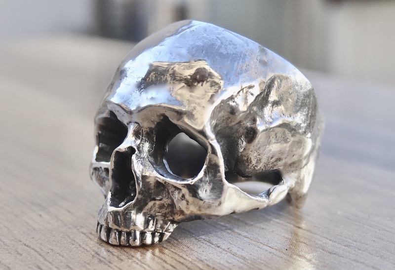 Sterling Silver Garden Skull Ring CZ Eyes – Badass Jewelry